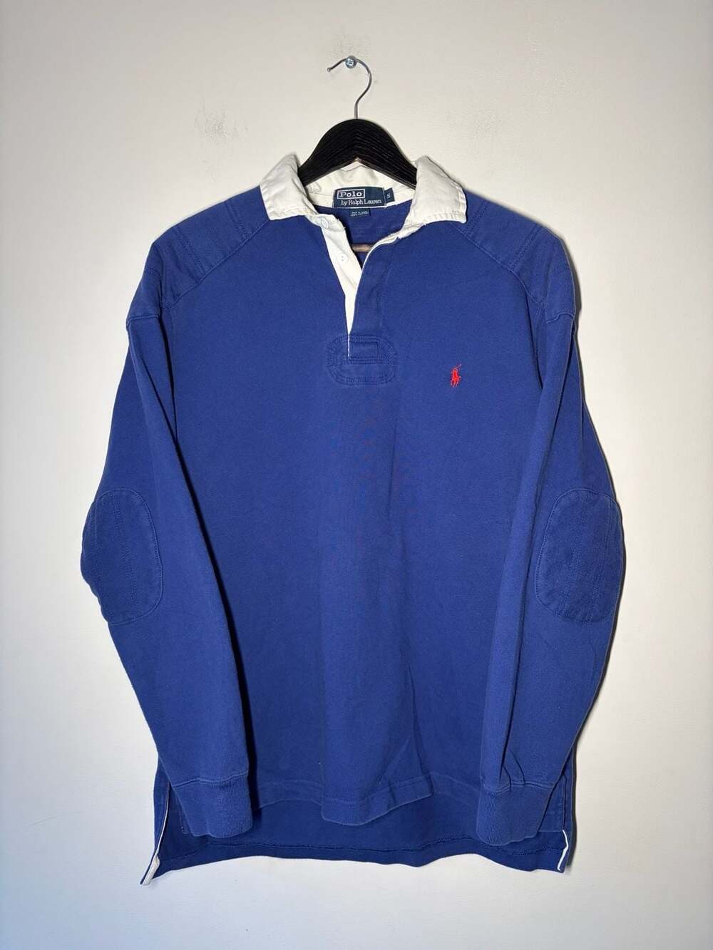 Polo Ralph Lauren Rugby Shirt Size S Blue White Cotton Long Sleeve